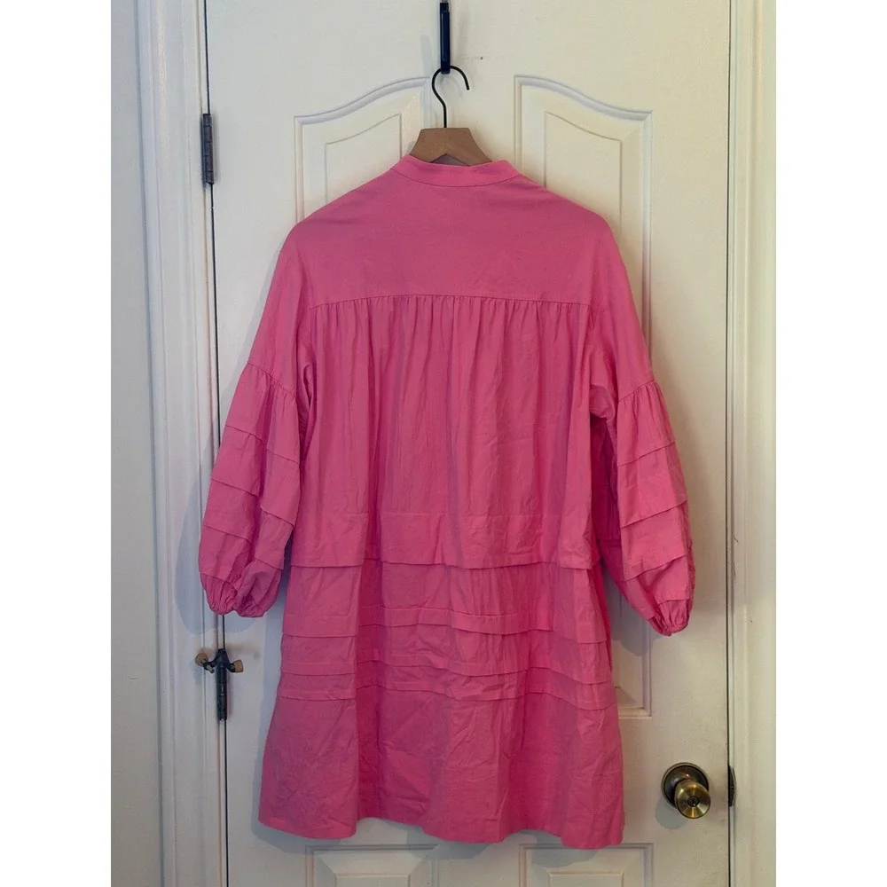Tuckernuck x Pomander Place | Chelsea Pintuck Dress M Pink Mini Y22657T - Picture 6 of 12
